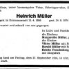 Mueller Heinrich 1899-1974 Todesanzeige